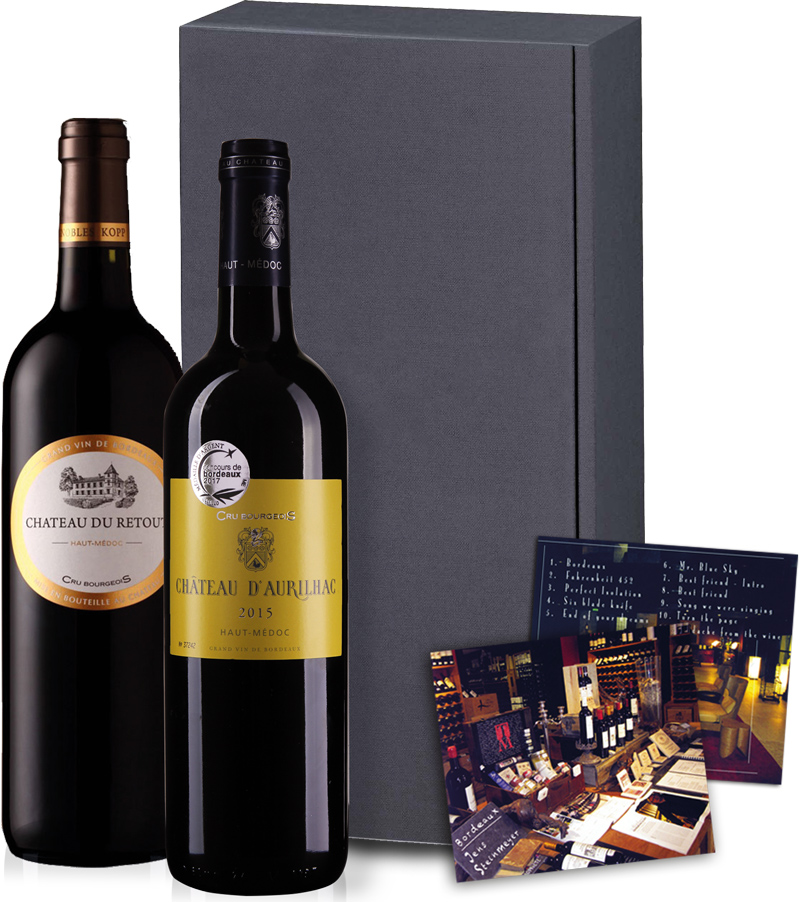 Geschenk-Set 2 Bordeaux-Weine mit CD