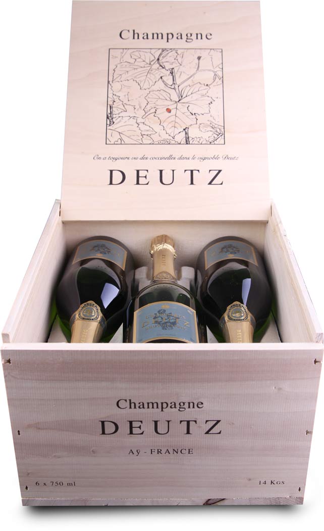 6er Champagne Deutz Brut Classic in Holzkiste
