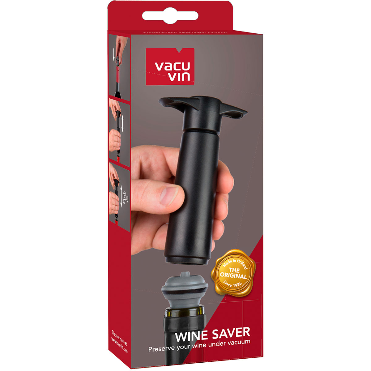 Vacu Vin Vacuum Wine Saver Wein Pumpe Verschluss - Schwarz