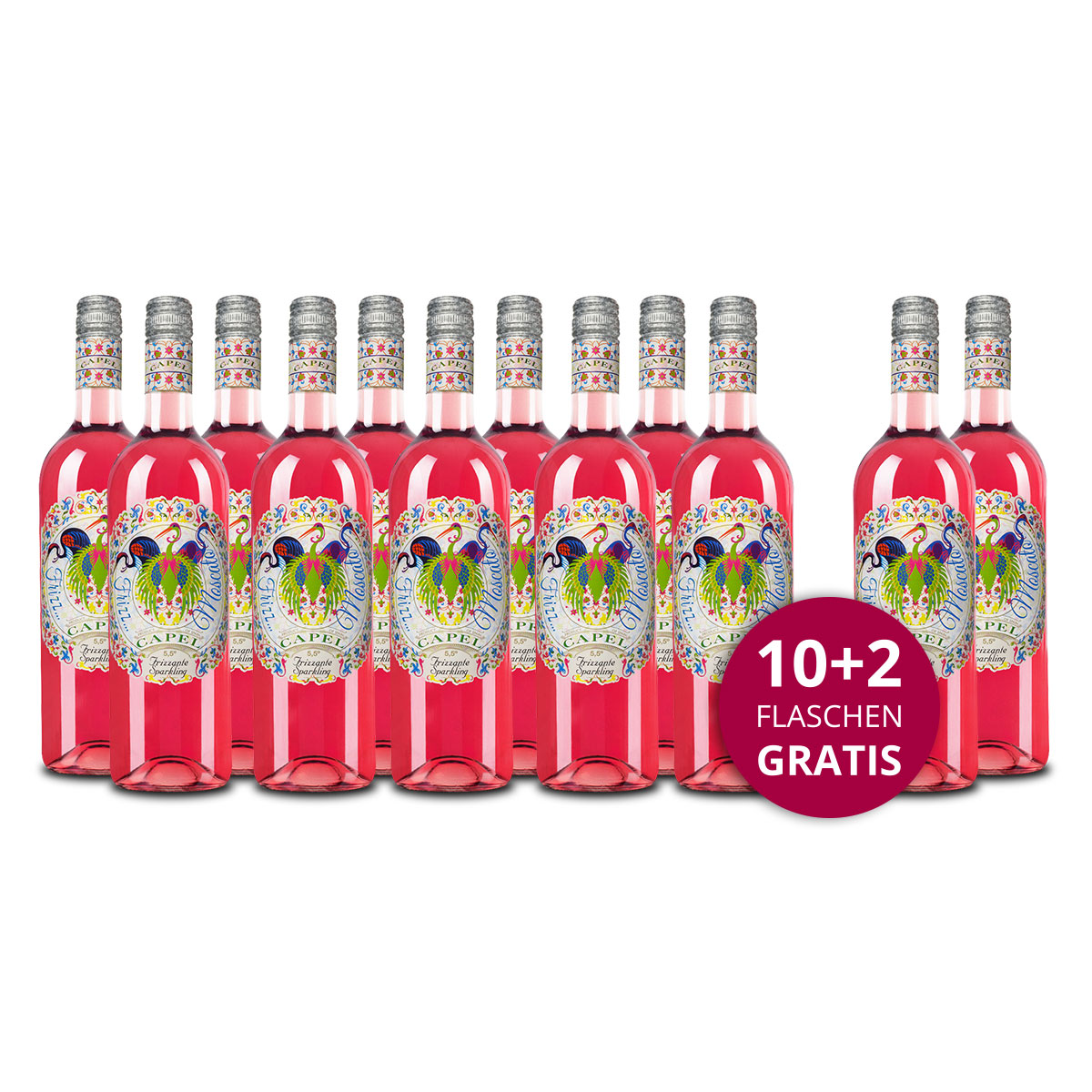 Aktionspaket 12 Fl. Capel Moscato 5,5° Frizzante Rosado 