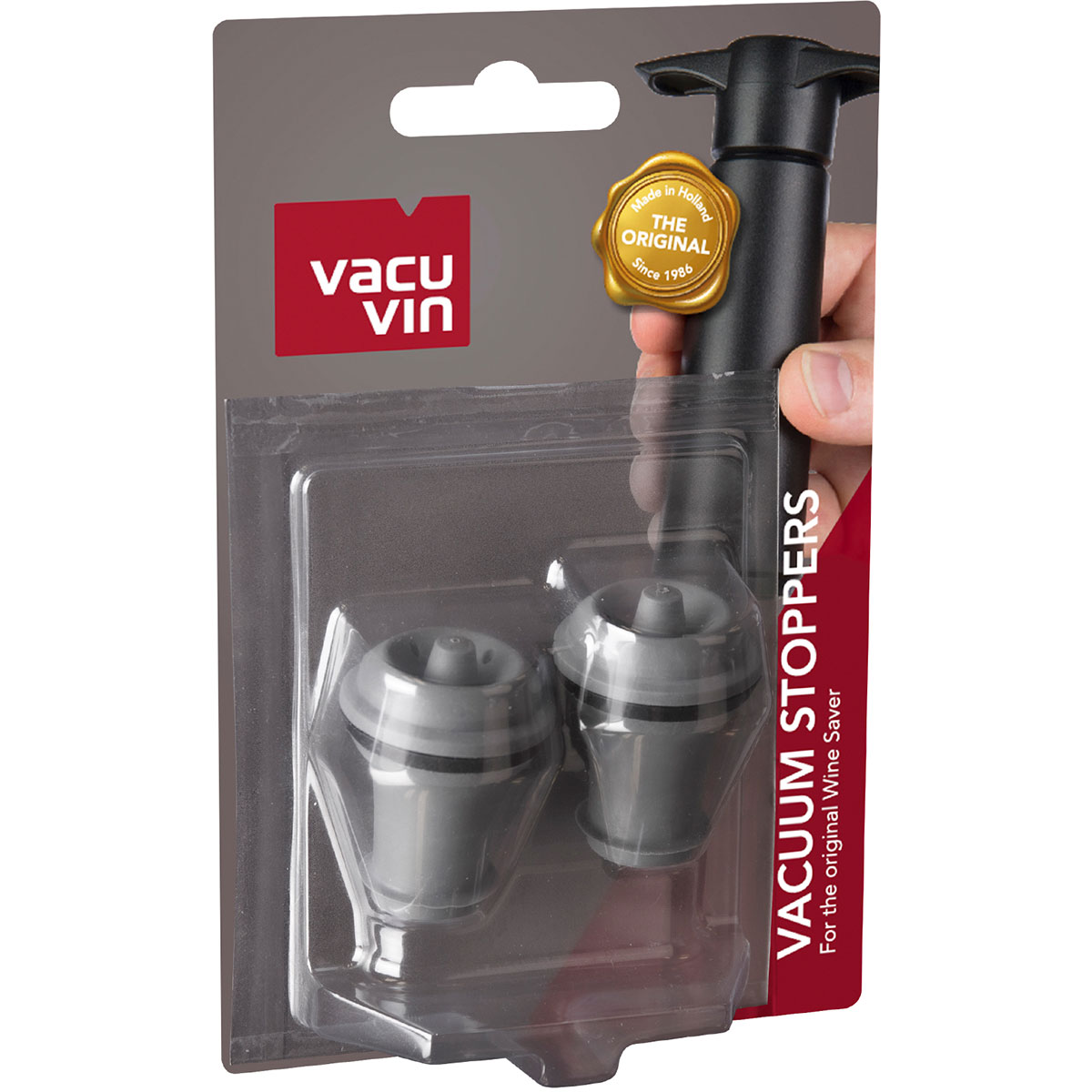 VacuVin Wine Saver Vakuumpumpe in weiß mit 2 Stopfen